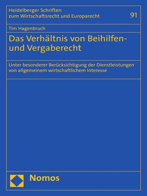 cover image of Das Verhältnis von Beihilfen- und Vergaberecht